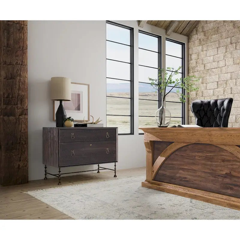 38 Wide 2 Drawer Wood Filing Cabinet with Locking Storage