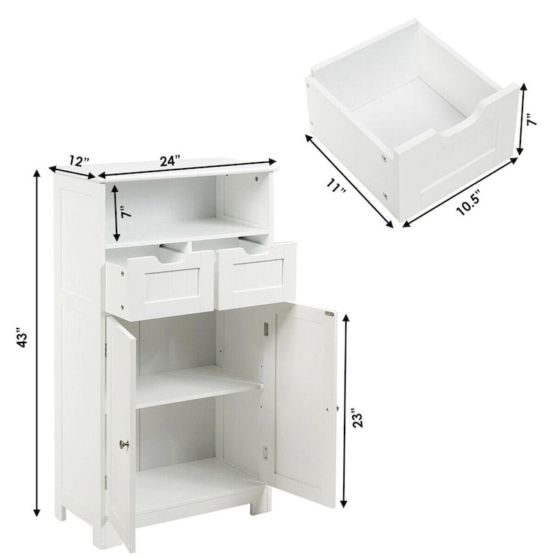 Bathroom Floor Cabinet Wooden Storage Organizer Side Cabinet W/2 - See Details