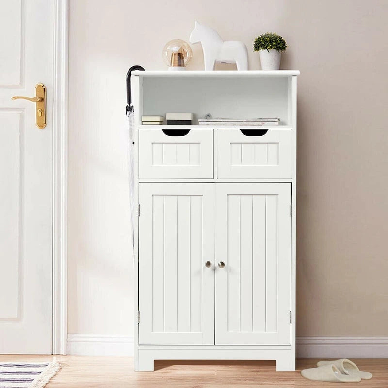 Bathroom Floor Cabinet Wooden Storage Organizer Side Cabinet W/2 - See Details