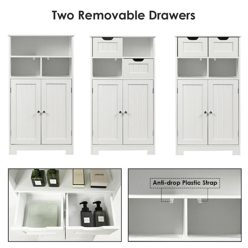Bathroom Floor Cabinet Wooden Storage Organizer Side Cabinet W/2 - See Details