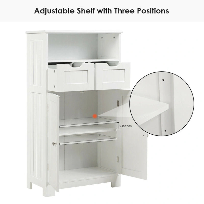 Bathroom Floor Cabinet Wooden Storage Organizer Side Cabinet W/2 - See Details