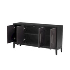 Wood Storage Cabinet 4-Door Sideboard with Brushed Doors, Kitchen Buffet Sideboard with Acrylic Handles for Kitchen