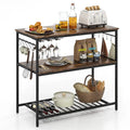 Kitchen Island 3-Tier Prep Table with Wine Glass Holders Large