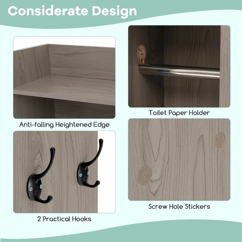 Over The Toilet Storage Cabinet w/ Sliding Barn Door Adjustable