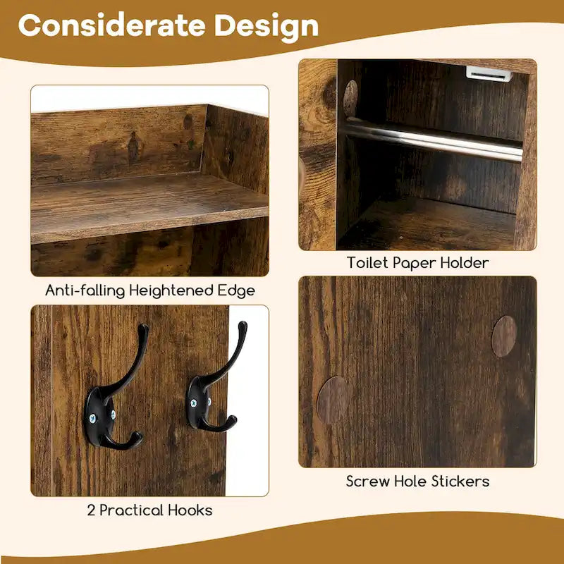 Over The Toilet Storage Cabinet w/ Sliding Barn Door Adjustable