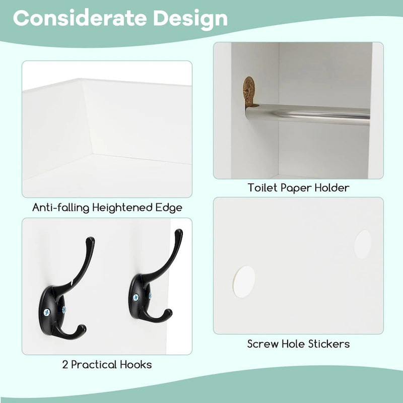 Over The Toilet Storage Cabinet w/ Sliding Barn Door Adjustable