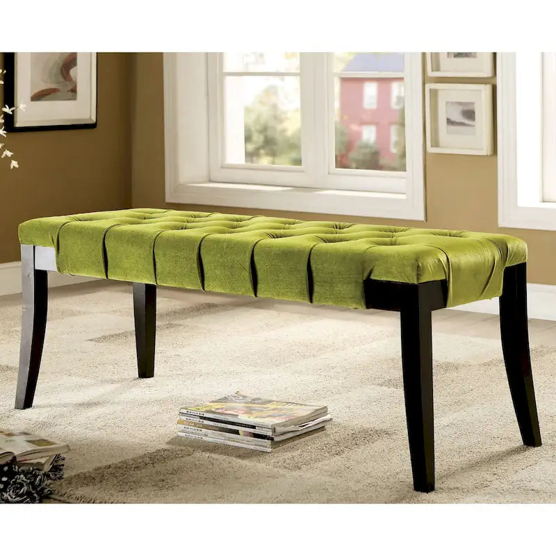 Contemporary Fabric Tufted Accent Bench