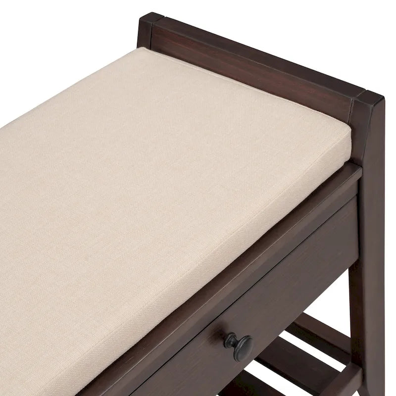 Modern Multipurpose Entryway Storage Bench With Upholstered Seat and Drawers