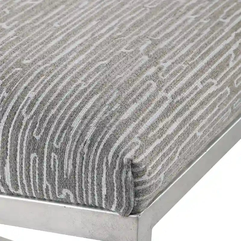 Geometric Fabric Bench with Forged Iron Base