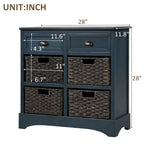 Rustikaler Schrank mit Stauraum, zwei Schubladen und vier klassischen Rattankörben für Esszimmer, Eingangsbereich und Wohnzimmer