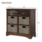 Rustikaler Schrank mit Stauraum, zwei Schubladen und vier klassischen Rattankörben für Esszimmer, Eingangsbereich und Wohnzimmer