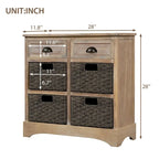 Rustikaler Schrank mit Stauraum, zwei Schubladen und vier klassischen Rattankörben für Esszimmer, Eingangsbereich und Wohnzimmer