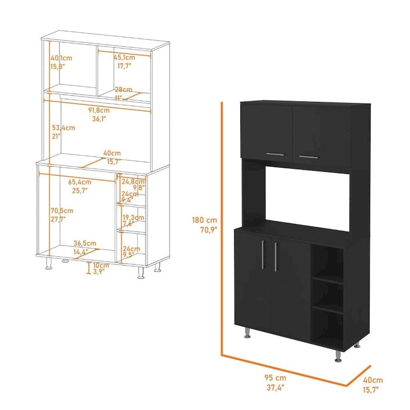 Pantry Cabinet with Three Open Shelves - N/A