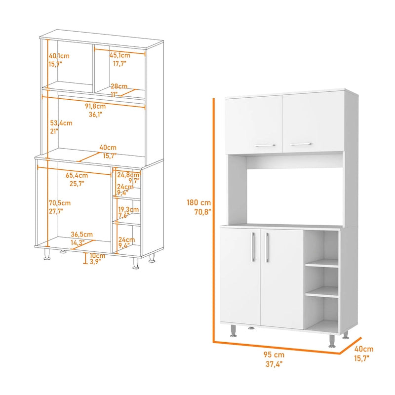 Pantry Cabinet with Three Open Shelves - N/A