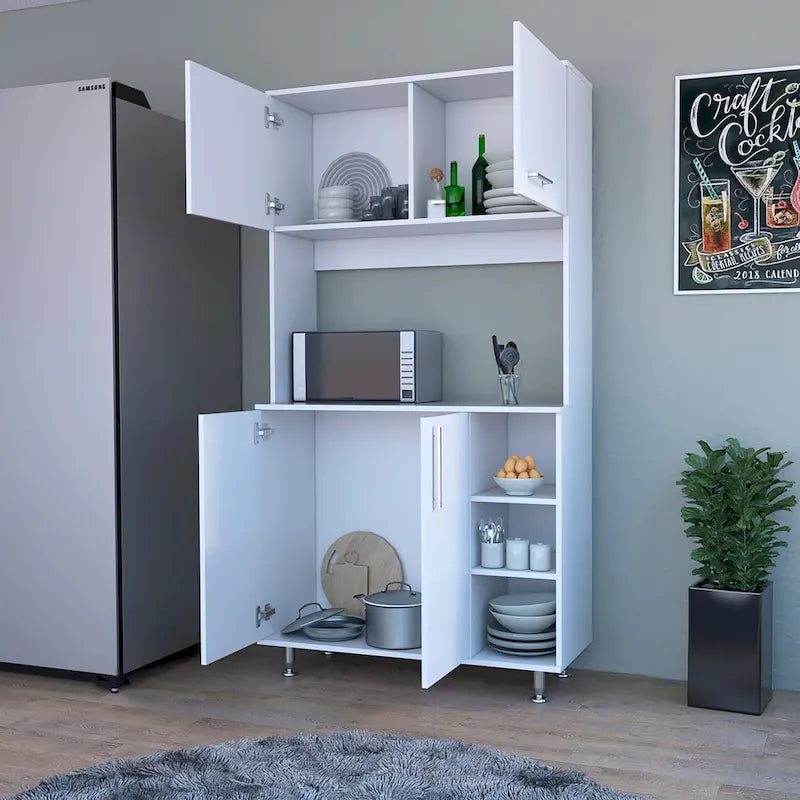 Pantry Cabinet with Three Open Shelves - N/A