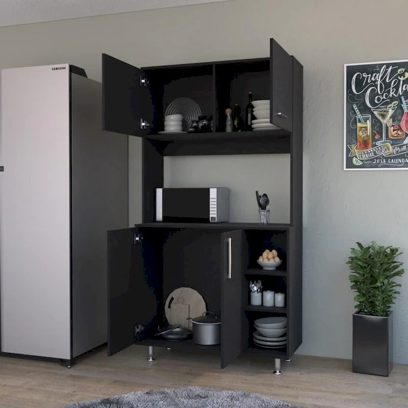 Pantry Cabinet with Three Open Shelves - N/A