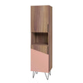 17.51 Narrow Mid-Century Modern Bookcase Cabinet with Concealed Shelves