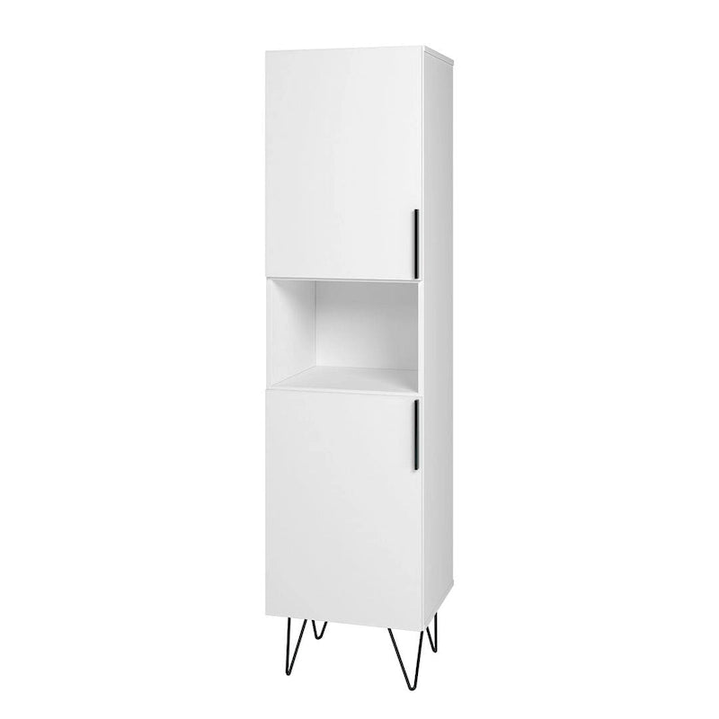 17.51 Narrow Mid-Century Modern Bookcase Cabinet with Concealed Shelves