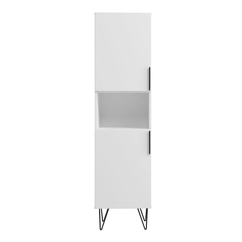 17.51 Narrow Mid-Century Modern Bookcase Cabinet with Concealed Shelves