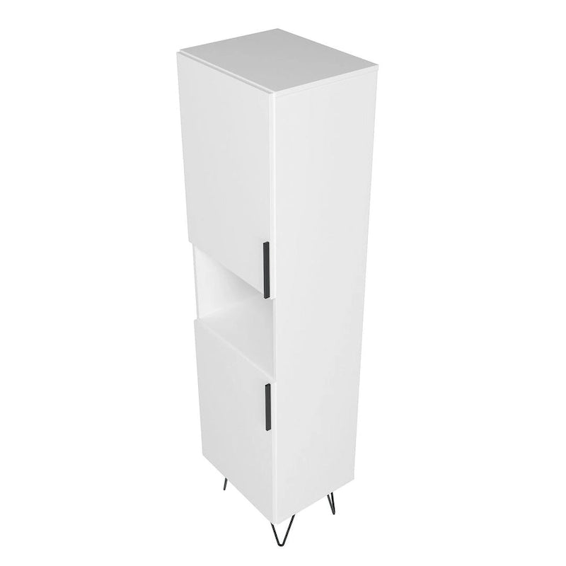 17.51 Narrow Mid-Century Modern Bookcase Cabinet with Concealed Shelves