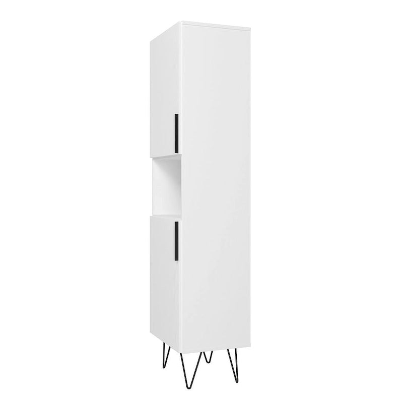 17.51 Narrow Mid-Century Modern Bookcase Cabinet with Concealed Shelves
