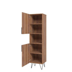 Libreria mobile stretta in stile moderno di metà secolo da 17.51 con ripiani nascosti