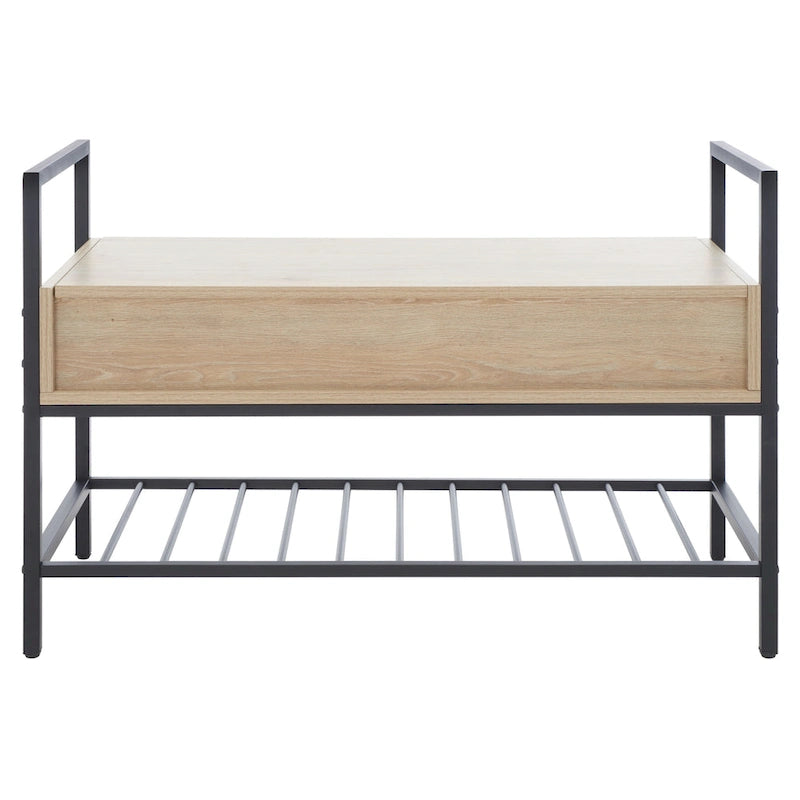 Storage Bench with Hinged Seat and Rack - 35 W x 16 D x 24 H - 35Wx16Dx24H