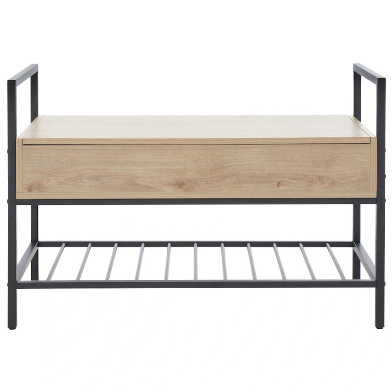 Storage Bench with Hinged Seat and Rack - 35 W x 16 D x 24 H - 35Wx16Dx24H
