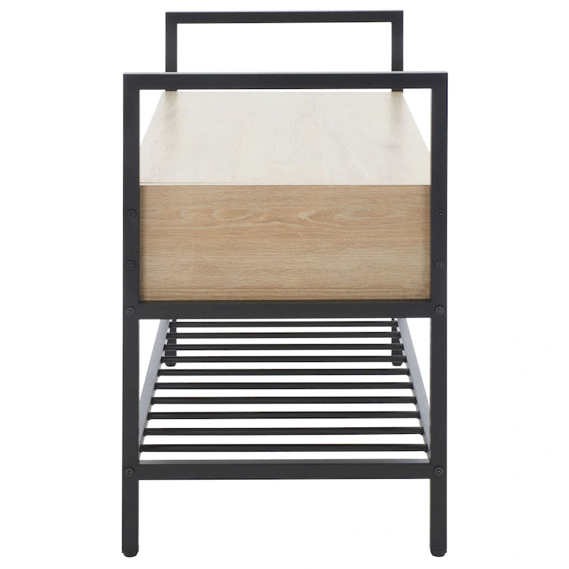 Storage Bench with Hinged Seat and Rack - 35 W x 16 D x 24 H - 35Wx16Dx24H