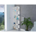 Meuble à linge avec miroir et cinq étagères ouvertes