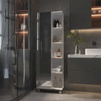 Meuble à linge avec miroir et cinq étagères ouvertes