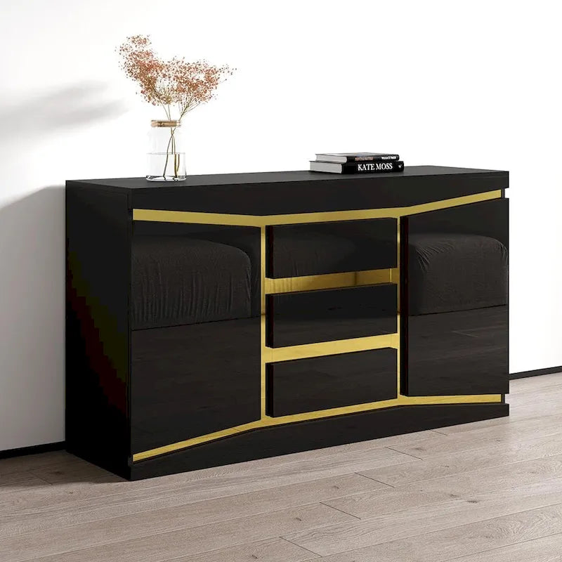 55 Modern Sideboard with High-Gloss Fronts Matte Body