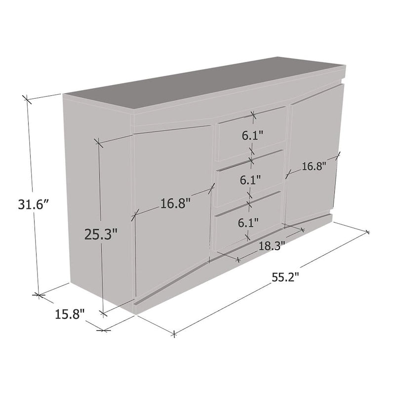 55 Modern Sideboard with High-Gloss Fronts Matte Body