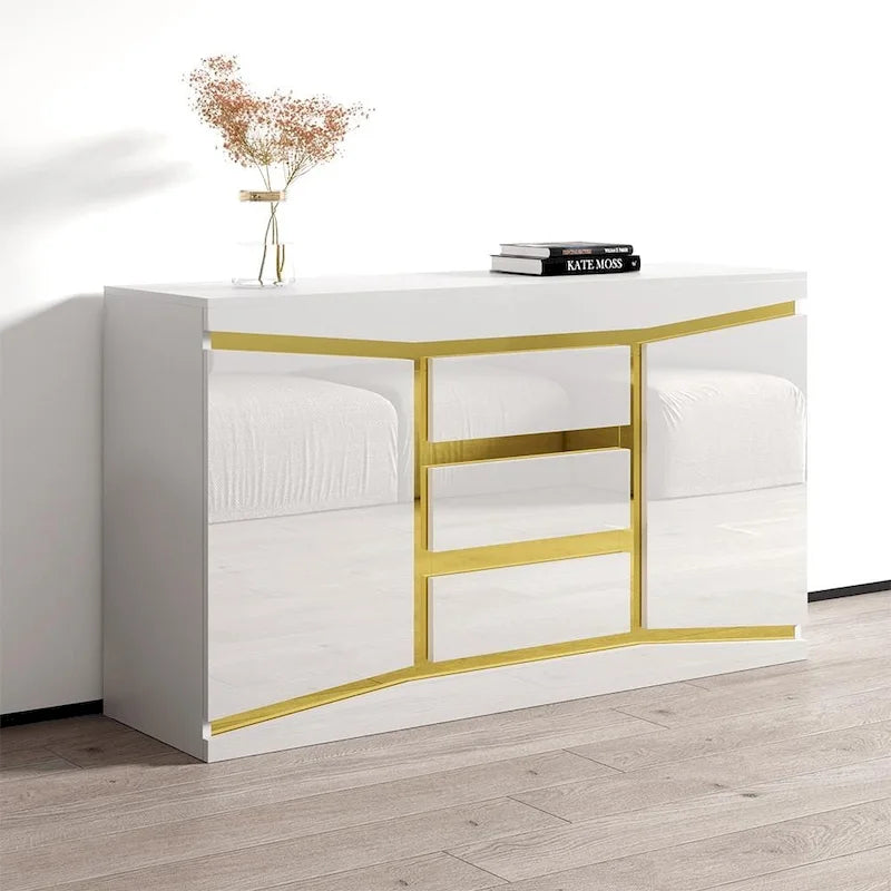 55 Modern Sideboard with High-Gloss Fronts Matte Body