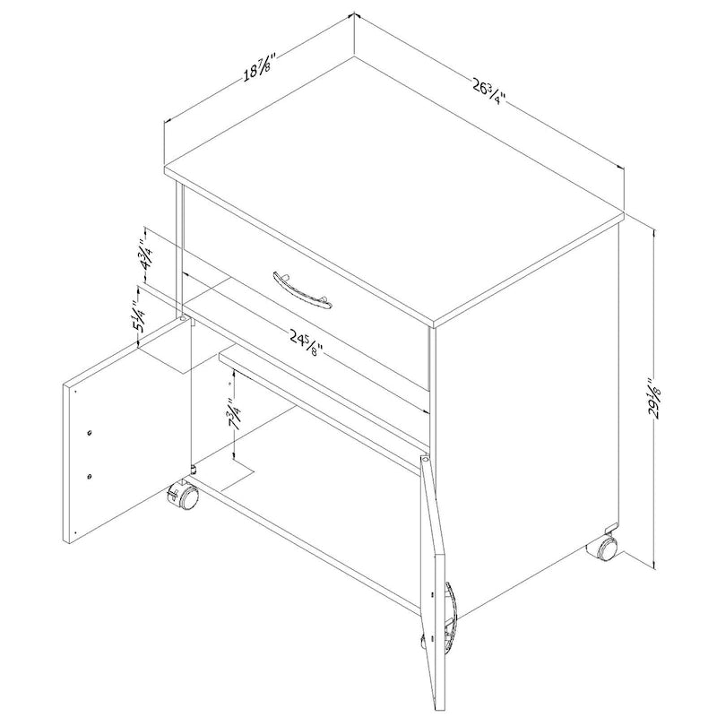 Printer Cart on Wheels with Storage Drawer
