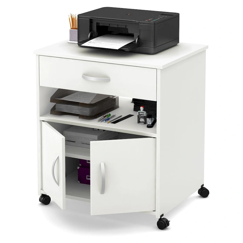 Printer Cart on Wheels with Storage Drawer