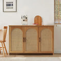3-Door Natural Rattan Bamboo Sideboard Buffet Kitchen Storage Cabinet