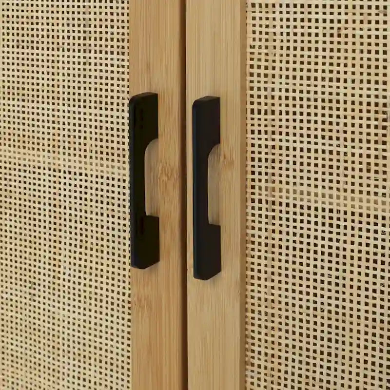 3-Door Natural Rattan Bamboo Sideboard Buffet Kitchen Storage Cabinet