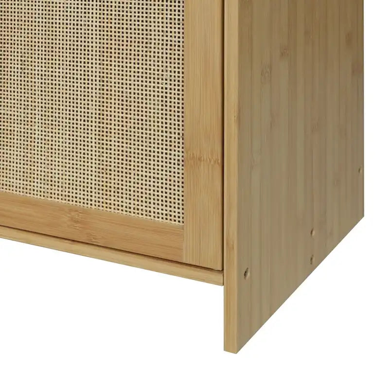 3-Door Natural Rattan Bamboo Sideboard Buffet Kitchen Storage Cabinet