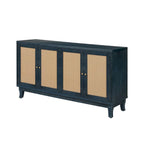 Panneaux en placage supérieur, buffet en rotin, meuble de rangement d'appoint avec 4 portes en rotin