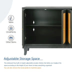 Panneaux en placage supérieur, buffet en rotin, meuble de rangement d'appoint avec 4 portes en rotin