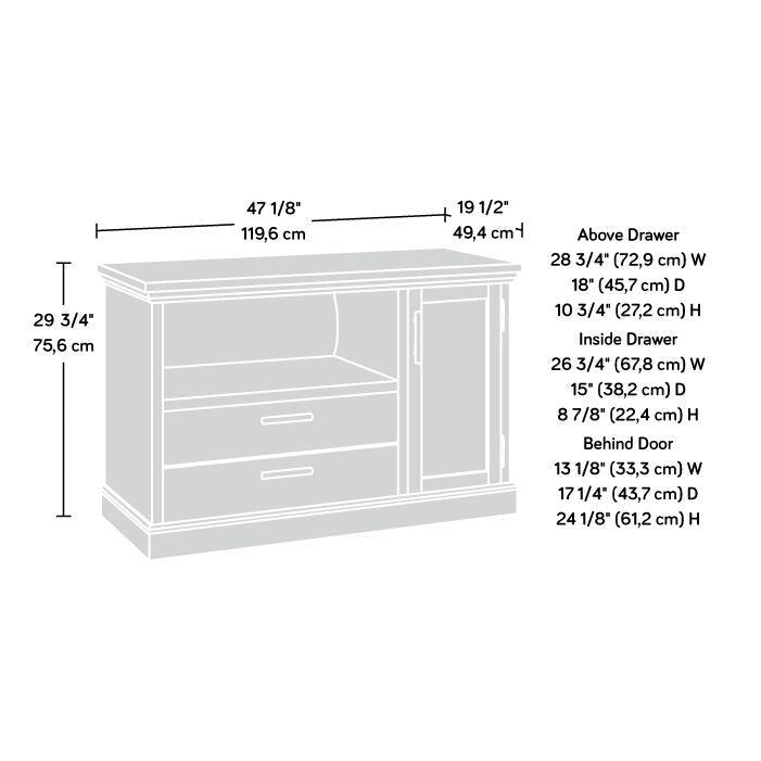 Small Filing Credenza with Drawer and Adjustable Shelf