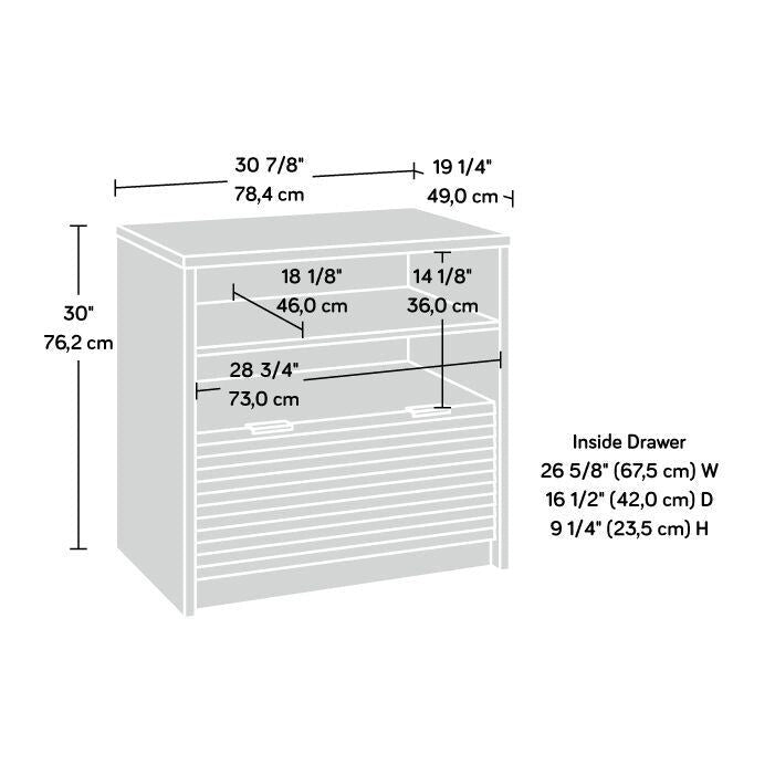 Lateral Filing Cabinet with Drawer and Shelf