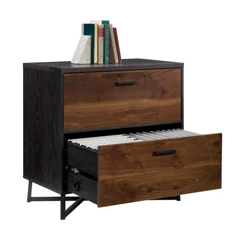 Lateral Filing Cabinet with Two Interlocking Drawers