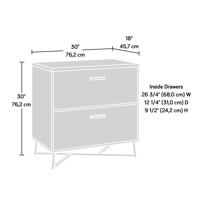 Lateral Filing Cabinet with Two Interlocking Drawers