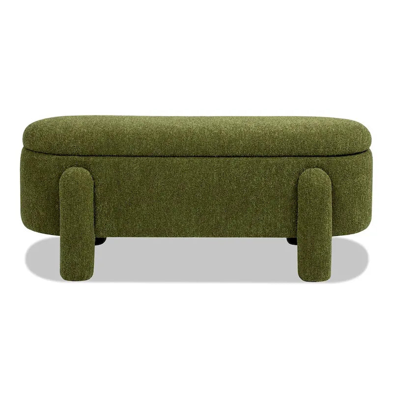 49 Boucle Fully Upholstered Oval Storage Bench