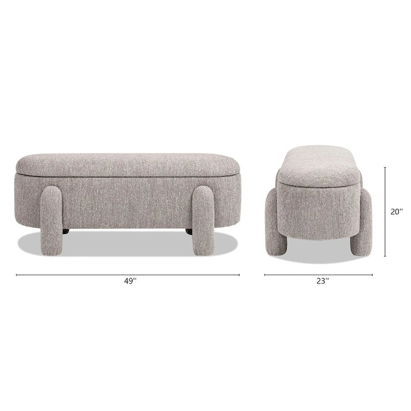 49 Boucle Fully Upholstered Oval Storage Bench