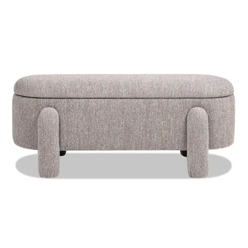 49 Boucle Fully Upholstered Oval Storage Bench