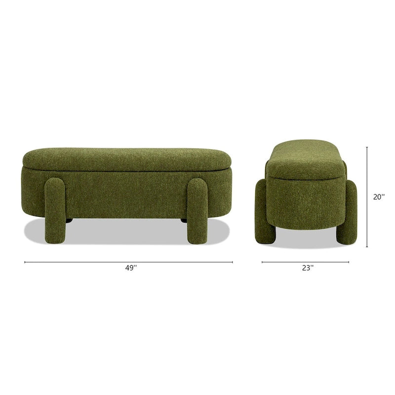 49 Boucle Fully Upholstered Oval Storage Bench