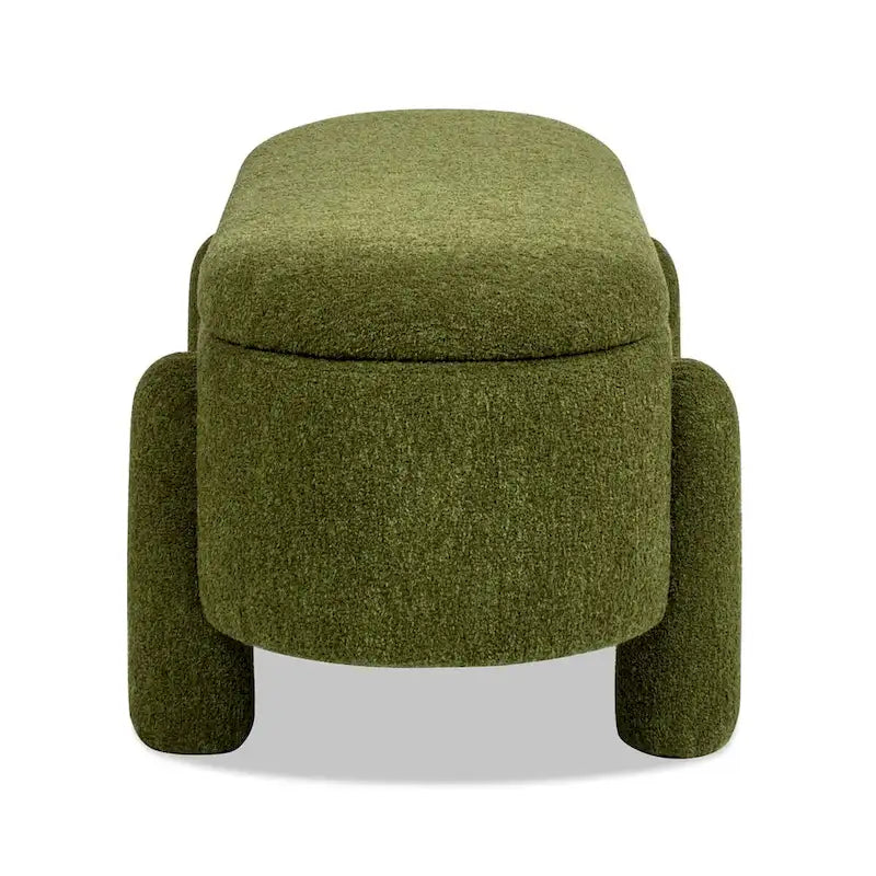 49 Boucle Fully Upholstered Oval Storage Bench